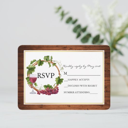 Cartons Réponse Aquarelle rustique Vignes Vignes Mariage de Wreath (Debout devant)