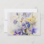 Cartons Réponse Aquarelle rustique violet et Mariage jaune (Dos)