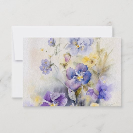 Cartons Réponse Aquarelle rustique violet et Mariage jaune (Dos)