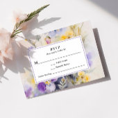 Cartons Réponse Aquarelle rustique violet et Mariage jaune