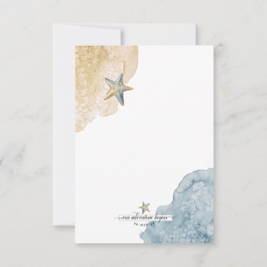 Cartons Réponse Aquarelle Starfish Dusty Blue Ocean Mariage (Dos)