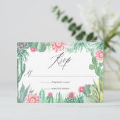 Cartons Réponse Aquarelle Succulents Mariage (Debout devant)