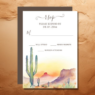 Cartons Réponse Aquarelle sud-ouest du désert et Mariage de Cactus