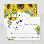 Cartons Réponse Aquarelle Tournesol & Eucalyptus Type élégant (Devant / Derrière)
