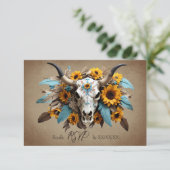 Cartons Réponse Aquarelle Tournesol plumes Vache Mariage crâne (Debout devant)