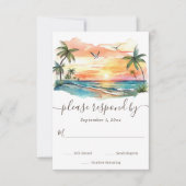 Cartons Réponse Aquarelle Tropical Beach Sunset Mariage (Devant)