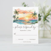 Cartons Réponse Aquarelle Tropical Beach Sunset Mariage (Debout devant)