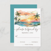Cartons Réponse Aquarelle Tropical Beach Sunset Mariage (Devant / Derrière)