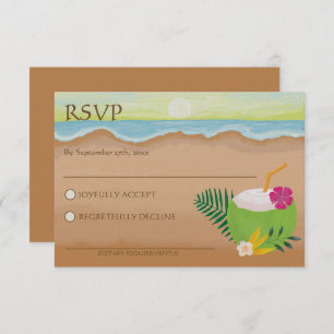 Cartons Réponse Aquarelle Tropical Floral Ocean Beach Mariage