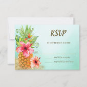 Cartons Réponse Aquarelle tropicale Mariage d'ananas (Devant)