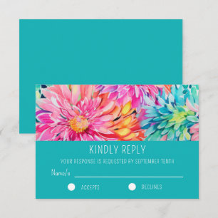 Cartons Réponse Aquarelle tropicale moderne colorée Mariage floral
