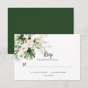 Cartons Réponse Aquarelle Tropicale Pink Or Blush Mariage Floral