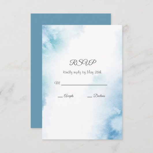 Cartons Réponse Aquarelle Turquoise bleue Cadre Abstrait (Devant / Derrière)