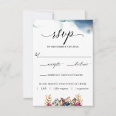 Cartons Réponse Aquarelle Turquoise violette et choix de repas flo (Devant)