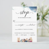 Cartons Réponse Aquarelle Turquoise violette et choix de repas flo (Debout devant)