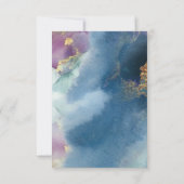 Cartons Réponse Aquarelle Turquoise violette et choix de repas flo (Dos)