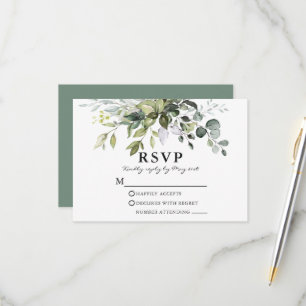 Cartons Réponse Aquarelle Verdure Sage Vert Mariage