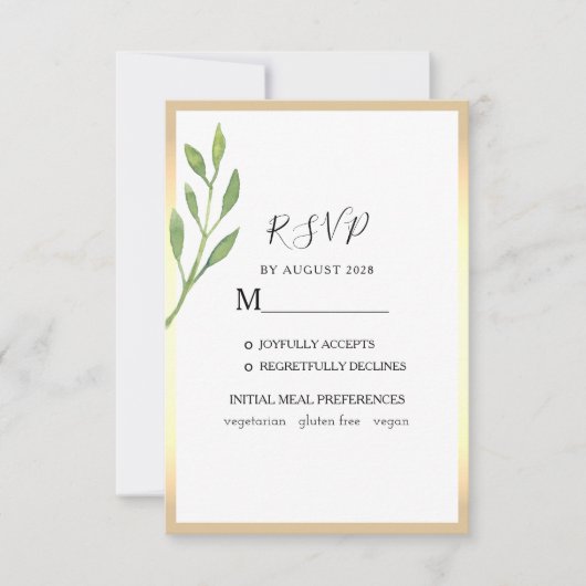 Cartons Réponse Aquarelle vert émeraude Mariage vert émeraude (Devant)