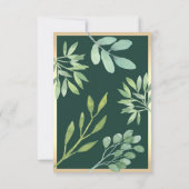 Cartons Réponse Aquarelle vert émeraude Mariage vert émeraude (Dos)