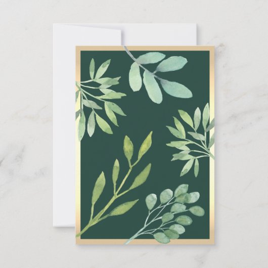 Cartons Réponse Aquarelle vert émeraude Mariage vert émeraude (Dos)