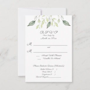 Cartons Réponse Aquarelle Vert Feuilles Mariage élégant