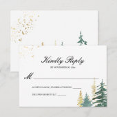 Cartons Réponse Aquarelle vert or Pins de Bois Arbres (Devant / Derrière)