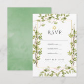 Cartons Réponse Aquarelle verte Bat mitzvah géométrique (Devant / Derrière)