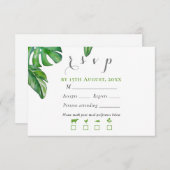 Cartons Réponse Aquarelle verte tropicale Feuilles Monstera (Devant / Derrière)