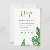 Cartons Réponse Aquarelle verte tropicale Feuilles Monstera (Devant)