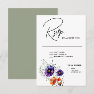 Cartons Réponse Aquarelle Vibrant Orange et violet Fleurs sauvages