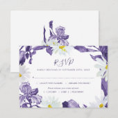 Cartons Réponse Aquarelle violet Iris blanc marais Aquarelle Repas (Devant / Derrière)