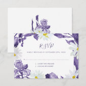 Cartons Réponse Aquarelle violet Iris blanc marguerite Botanique (Devant / Derrière)
