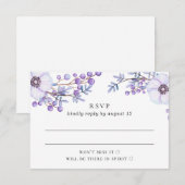 Cartons Réponse Aquarelle violet mariage à fleurs. Botanique de Li (Devant / Derrière)