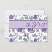 Cartons Réponse Aquarelle violet rustique Mariage floral (Devant)
