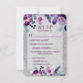 Cartons Réponse Aquarelle violette Floral et Mariage Parties scint (Devant)