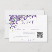 Cartons Réponse Aquarelle violette le code QR Mariage (Devant)