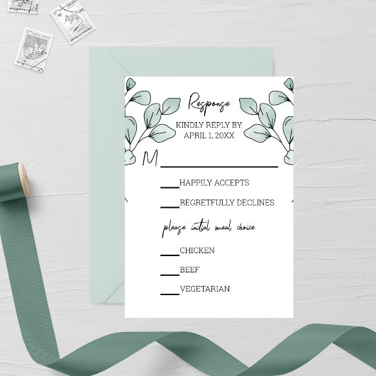 Cartons Réponse Aquarelle Whimsical Eucalyptus Mariage