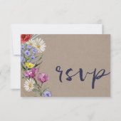 Cartons Réponse Aquarelle Whimsical Fleur Wild Mariage Kraft (Devant)