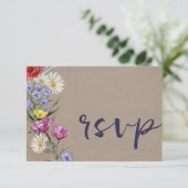 Cartons Réponse Aquarelle Whimsical Fleur Wild Mariage Kraft (Debout devant)