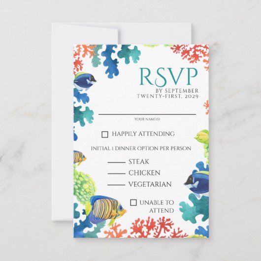 Cartons Réponse Aquarium coloré Choix alimentaires (Devant)