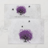 Cartons Réponse Arbre à aubergines à feuilles en cœur Oiseaux vint (Devant / Derrière)