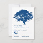 Cartons Réponse Arbre de chêne bleu, Mariage rustique et minimalis (Devant)