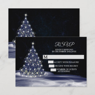 Cartons Réponse Arbre de Noël Bleu Brillant Hiver Marine