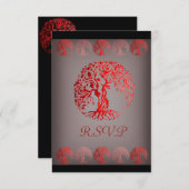 Cartons Réponse Arbre de vie Mehndi (henné) (rouge) (Devant / Derrière)