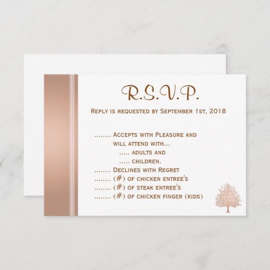 Cartons Réponse Arbre nu sur Nude R.S.V.P. (Devant / Derrière)