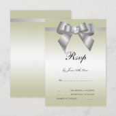 Cartons Réponse Arc d'argent Glamour & Ruban (Devant / Derrière)
