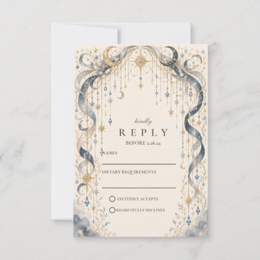 Cartons Réponse Arc de mariage céleste élégant (Devant)