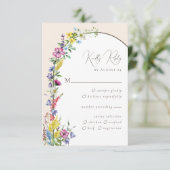 Cartons Réponse Arc Fleur sauvage moderne Rustique Boho Mariage (Debout devant)