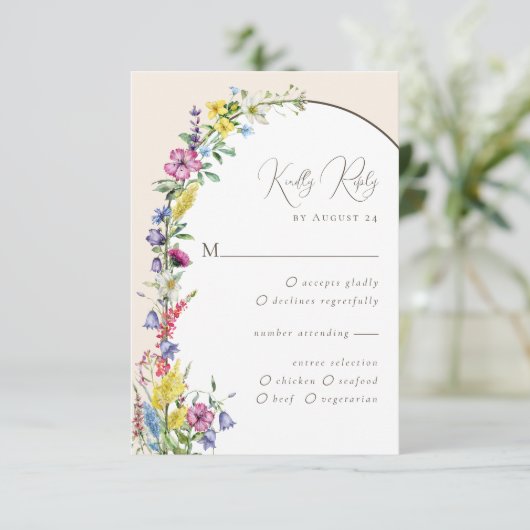 Cartons Réponse Arc Fleur sauvage moderne Rustique Boho Mariage (Debout devant)