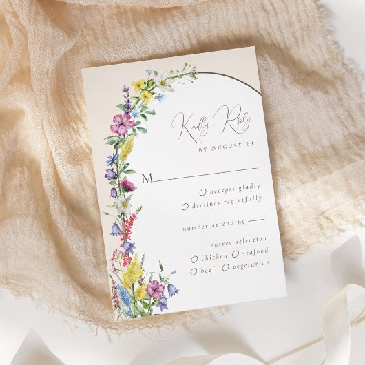 Cartons Réponse Arc Fleur sauvage moderne Rustique Boho Mariage